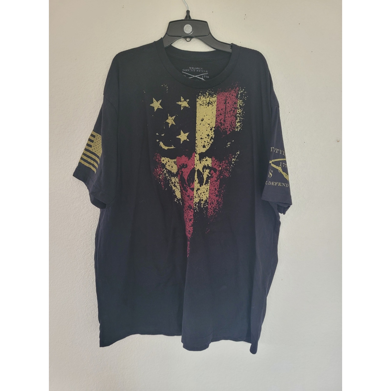 Grunt Style Mens Xxl Black Skull American Flag Graphic T-Shirt Gs 1776 #15